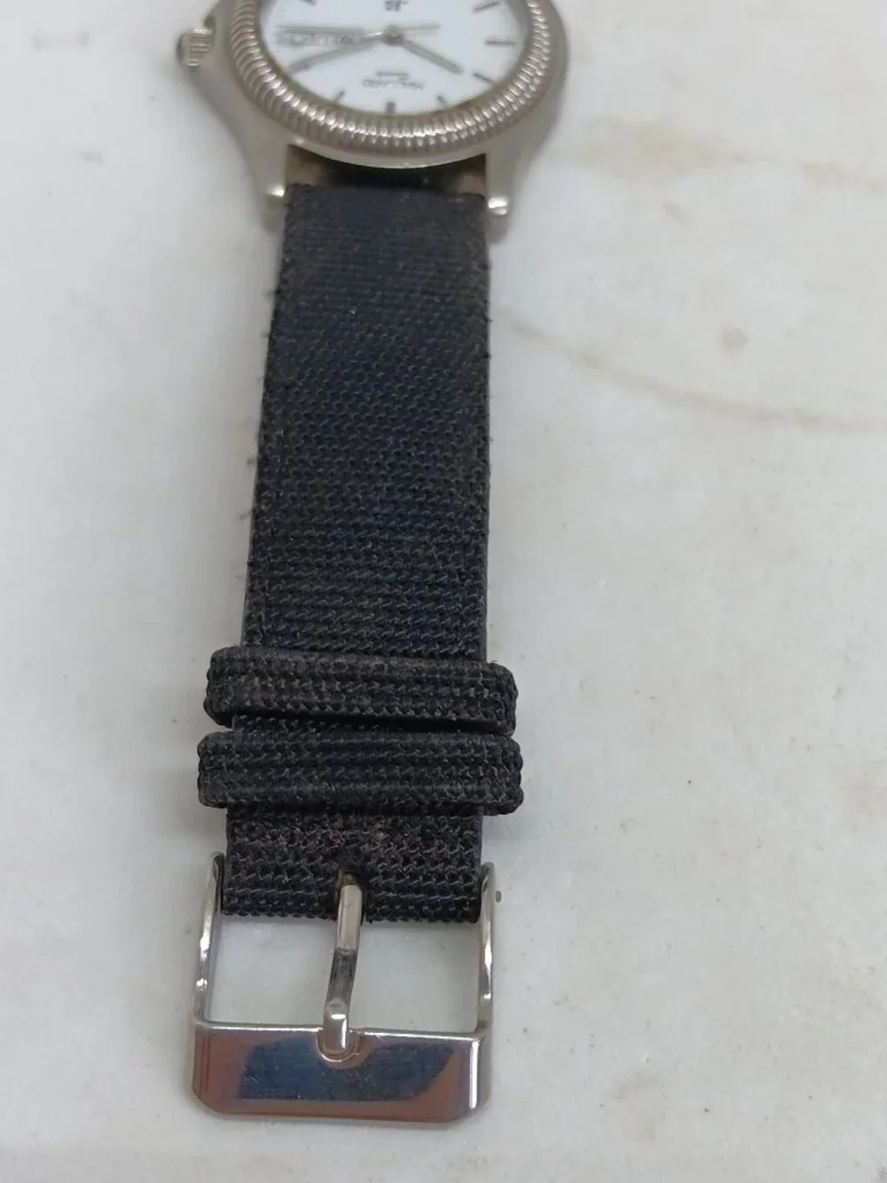 VINTAGE Jules Borel JB-W28 Mallard 34mm Silver Quartz Day / Date Watch NEW BATT